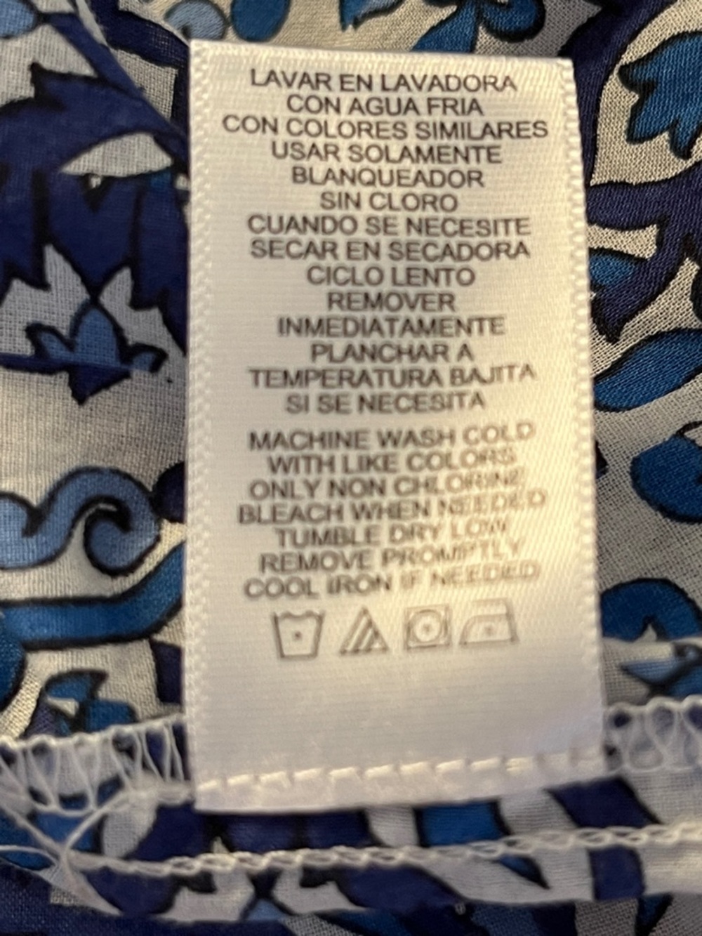 Milly Blue and White Printed Peasant Blouse with Pink Tassel - Picture 15 of 15